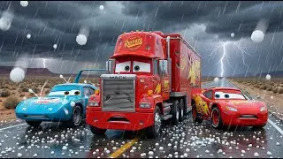 McQueen & Mack TRAPPED in a MONSTER Hailstorm! 😱 Extreme Storm Survival Goes CRAZY 🚗💥