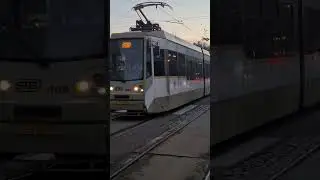 Tramvaiul Bucur LF #409 pe acces &icirc;n stația Colegiul Național Gheorghe Șincai