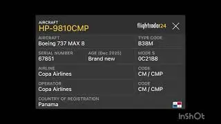 Copa airlines Boeing 737 max 8 age December 2025 brand new 🇵🇦