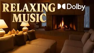 Cozy 4K Rustic Living Room with Fireplace 🔥 | Rain, Ambient Music for Relaxation, Sleep & Study
