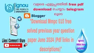 mmpc 015 June 2024 free solved previous year question paper pdf links in description