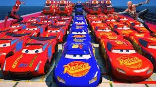 GTA 5 SPIDERMAN Cars Challenge Lightning & Monster McQueen Jackson Storm Miss Fritter & Friends Cars