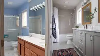 Gray and White Guest Bathroom Remodel