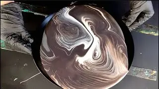 #80 Double Tree Ring On Vinyl Record ~ Leftover Paint ~ Acrylic Paint Pouring ~ Fluid Art