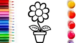 Flower with Pot Drawing | Simple Drawing for Kids | easy drawing for kids | flower pot