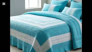 Beautiful crochet bedsheets in powder blue shade part 1 