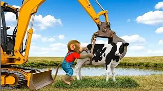 Monkey Kappa&rsquo;s Farm Trip Turns CHAOTIC When a Cow Falls into the River | Kappa Harvests Apples!