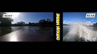 Split Screen!! both front and rear view onboard a fast rc boat!