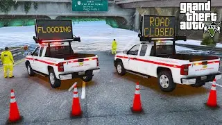 GTA 5 Mods DOT Responding To A Flooded Tunnel & Shutting Down The Highway With Message Board Trucks