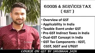 Overview of GST, Applicability, Pre-GST Indirect Taxes, Dual-GST Concept, Components | SHUBHAM JAIN