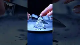 ASMR Crystal Pear Slicing 🍐❄ | Glacier Quartz Precision Cut 🍋✨ #asmr #glasscutting #shorts
