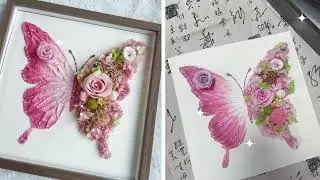 DIY Pink Butterfly Wall Art with Dried Flowers