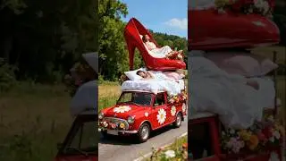 Red Car Covered in Daisy Flowers 🌼🚗 #Car #Flower #FlowerRide #RetroDream #haven2haven #shorts #F40