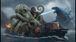 King Kong & Godzilla vs. Giant Octopus Monster: World's Largest Cargo Ship Rescue!