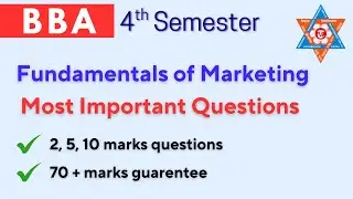 Important questions for Fundamentals of Marketing !! 70+ Marks guarenteed !! BBA | 4th sem ||