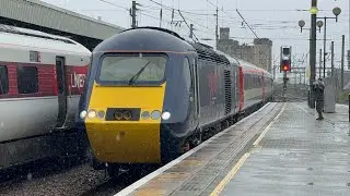 Class 43 #hst #trains 43200+43159 arriving and departing #newcastle en route to #derby | 20/09/2025