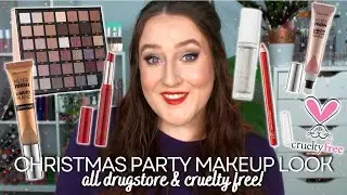 ALL DRUGSTORE CHRISTMAS PARTY MAKEUP LOOK! Cool Toned Duo Chrome Smokey Eye Red Lip How To Tutorial