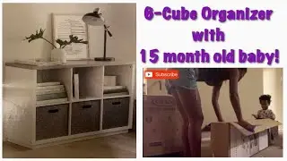 Threshold Furniture 6-cube Organizer Assembly | White Faux Concrete Top