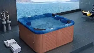 Outdoor Whirlpool Hot Tub Troja mit 34 Massage D&uuml;sen Heizung Ozon Spa g&uuml;nstig 200x200 cm 6 Personen