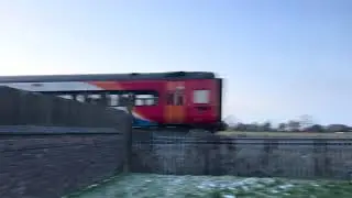 The original liveried EMR class 158 dmu races past Stoke works junction on the way back 10/1/2026