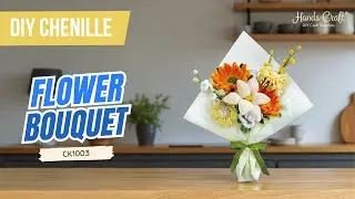 DIY Chenille Flower Bouquet Kit &ndash; Orange Mix
