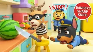 The Sharp Knife Mystery! 🍉 Police Rescue & Kitchen Safety Rules | Sheriff Labrador Kids Cartoon