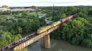 Train in Downtown Austin Texas | Flying under the train bridge! | 4k | Mavic 2 Pro
