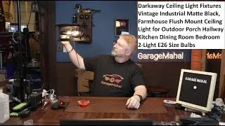 Darkaway Ceiling Light Fixtures Vintage Industrial Matte Black, Farmhouse Flush Mount Ceiling Light