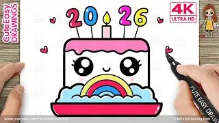 How to Draw a Cute 2026 New Year Cake - 2 | New Year Card Drawing for Kids