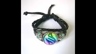 LERYDESI Store Mega stone bracelet jewelry custom picture gift Black dark brown braided leather