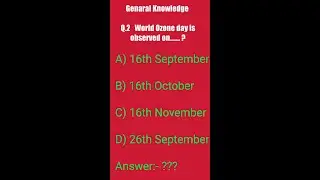 World Ozone day is observed on.|gk questions and answers| general knowledge| #Shorts #MockTestforAll