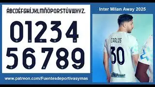 Tipografia Inter Milan visita 2025 Inter Milan away Font 2025 Fonte Inter Milan reserva 2025S