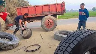 Mumbai ki gadi ka tyre repair //do naya radial tyre khol fitting//#tyre