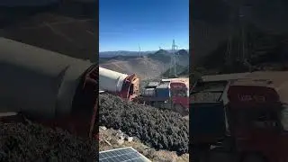 Mountain Logistics: Bulldozer Assists Truck With Wind Turbine Blade