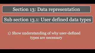 Year 13 Lesson 1 - User defined data types