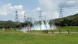 steam  boiling water at a 100&deg;C then cools to lower temperature and release to the swimming pool