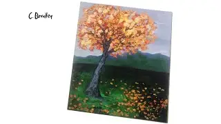 How to Paint an Easy Autumn Tree Landscape Step by Step Painting Demo by Artist Chris Bradley