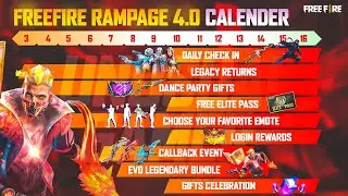 Free fire Rampage Calendar Free Rewards | Rampage Calendar 2022 | Free Fire Rampage Event  Date |
