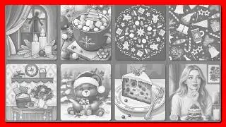 Coloring Pictures Holiday Cozy Collage Hot Chocolate Candles Hey Color #relaxmindgames #coloringfun