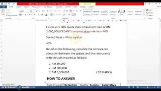 REINSURANCE CALCULATION INS200