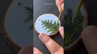 🎨Painting Christmas Tree Ornaments🌲#diy #woodenarts #aets #short