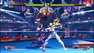 Street Fighter V. Akira Wrestles Rainbow Mika. Ring of Destiny Stage