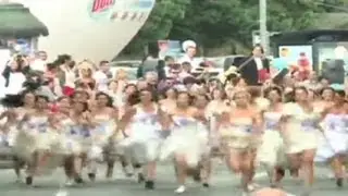 Serbian brides race through Belgrade for a free wedding