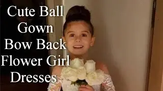 Cute Ball Gown |Bow Back Flower Girl Dresses |Weddings Appliques Long Sleeves| Princess Tulle Girl's