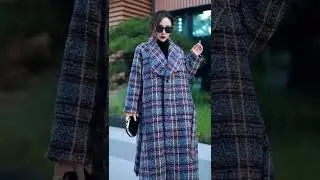 Blue Gingham Wool Tied Robe Coat