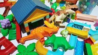 Satisfying Building Blocks ASMR Marble Run #493 Dinosaurs House Jungle and other Course live 20