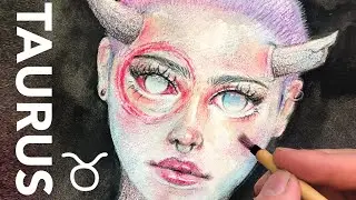 TAURUS PAINTING Timelapse : Watercolor and Colored Pencil Process