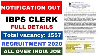 IBPS CLERK Recruitment 2020 | IBPS CLERK Notification 2020 out | full details, syllabus, exam