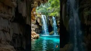 🌴 This Cave Waterfall Feels Like Another World #Waterfall #CaveWaterfall #HiddenParadise