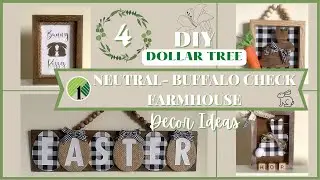 🐇🌷🤎NEUTRAL & BUFFALO CHECK FARMHOUSE EASTER  DOLLAR TREE DIYS  🤎🌷🐇